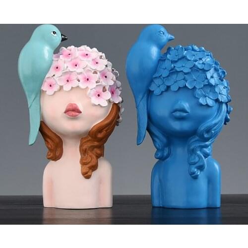 Scandinavian Resin Birds for girls figurines abstract character statue arts and crafts Fairy Garden miniature Home decoration