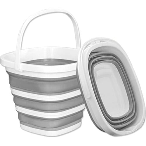 10L Silicone Folding Bucket Portable Outdoor Washing Square Buckets Fishing Storage Basket Bathroom Collapsible Laundry Tub Tool