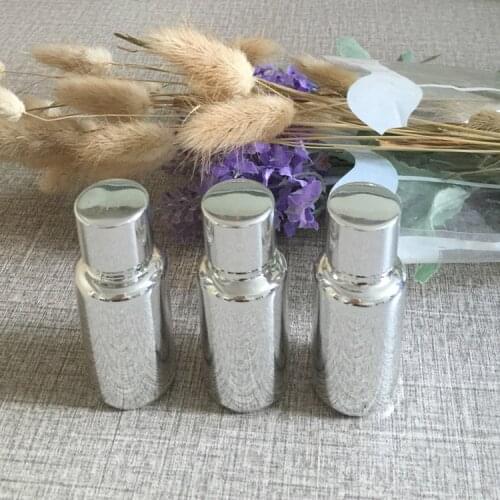 15ml glass bottles f essential oils w silver plated empty 0.5oz refillable cosmetics bottles makeup containers wholesale 100pcs