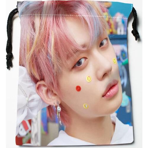 Custom TXT Yeonjun Drawstring Bags Dust-Proof Fashion Print Fabric Storage Bags Boys Girls Birthday Gift Bag Size 18X22cm 0519