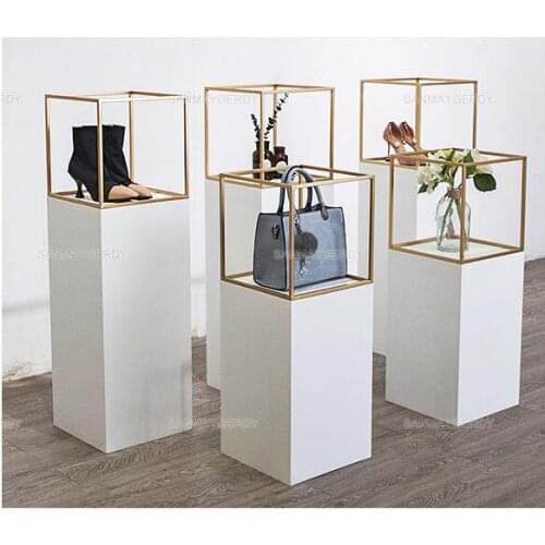 Clothes store display stand floor-to-floor Coat rack womens clothing store simple retro iron screen side hung in the island she