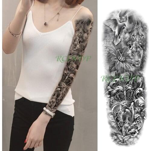 Waterproof Temporary Tattoo Sticker bird lion angel necklace flower crown full arm fake tatto flash tatoo for men women