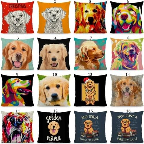 XUNYU Cute Golden Retriever Style Cushion Cover Dog Pattern Home Decorative Pillow Case 45x45cm DWG05