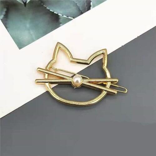 New Korean Cute Beauty Metal Cat Pearl Gold Headwear Hairpin Hair Clip Women Jewelry Jewelry Hair Accessories Women Girl