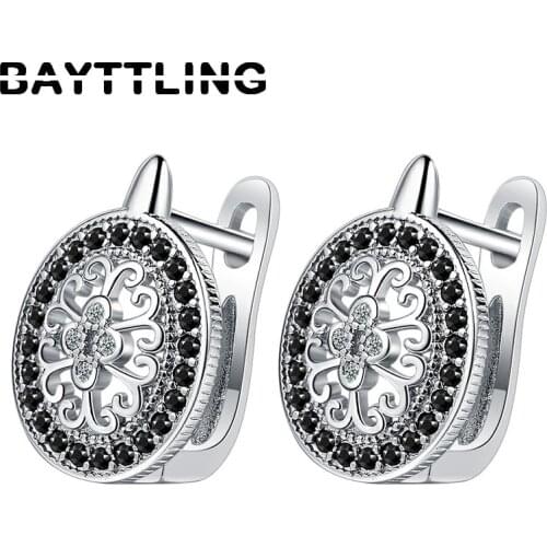 BAYTTLING 925 Sterling Silver 2021 New Oval Flower Zircon Earrings For Women Fashion Earrings Jewelry Gifts