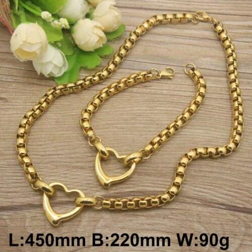 Womans Fashion Stainless Steel Heart Necklace And Bracelet Jewelry Sets For WOMEN SGEEACCF1