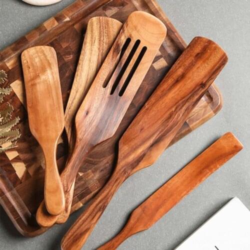 1/5PCS Wooden Spatula Wood Spurtle Kitchen Tool Set For Cooking Wooden Cooking Utensils For Nonstick Cookware