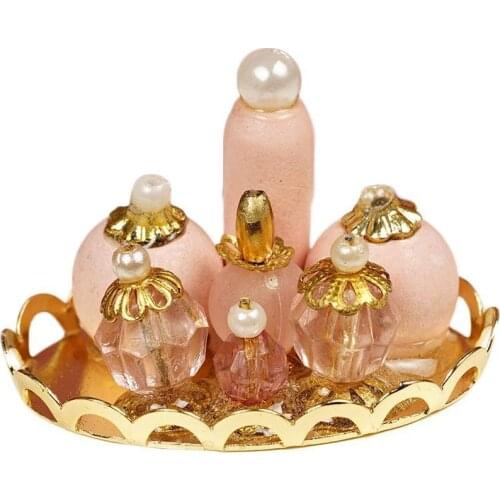 1Set 1:12 Scale Perfume Tray Miniature Furniture Model Fabric Mini Bedroom Furniture House Dollhouse Bath X5P6