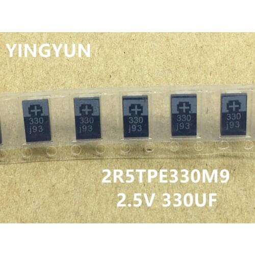 10PCS/LOT 2R5TPE330M9 330UF 2.5V 330 SMD Tantalum Capacitors Polymer POSCAP Type D ultra-thin 7343 D7343 New Original