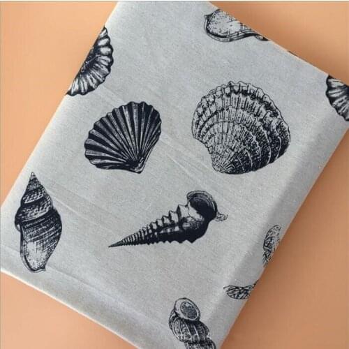 153cm X 50cm linen cotton printed fabric simple shell and conch pattern fabric for decorative cloth/curtain/tablecloth/luggage