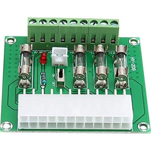 24/20-Pin ATX Computer PC Power Supply Breakout Board Adapter Extension Module DC Plug Connector +3.3V +5V -12V +12V +5V