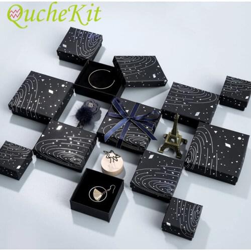 24pcs Black Starry Sky Jewelry Organizer Valentine Gift Box Packaging Wedding Bride Pendant Necklace Earrings Ring Display Boxes