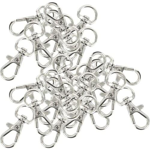 30pcs Swivel Carabiners Keychain Silver Color