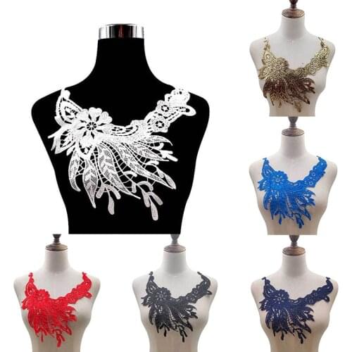 5 Colors 3D Embroidery Flower Lace Collar Fabric Sewing Applique DIY patches guipure ribbon trim neckline wedding dress decor