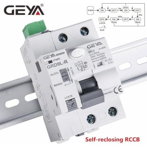 GEYA GRD9L 6KA ELCB RCCB Automatic Reclosing Device Remote Control Circuit Breaker 2P 40A 30mA RCD Smart Life
