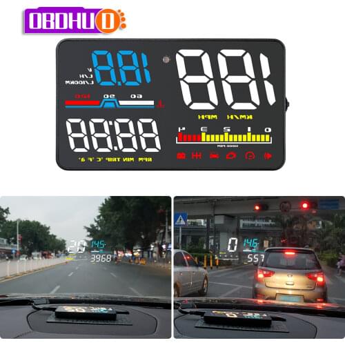 New D5000 HUD Head Up display Auto HUD OBD2 Car Speed Projector KMH MPH Speedometer Car Detector Oil Consumption Alarm