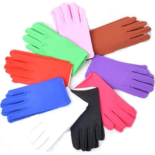 Kid Child Boy Girl Dress Gloves Short Black Red White Purple Spandex Dancing Performance Gymnastics Birthday Party Pink Gloves