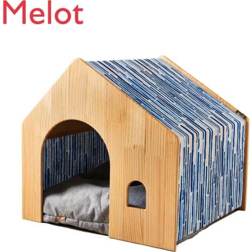 Solid Wood Cat Nest Four Seasons Universal Wooden Cat House Customization Cat Supplies Wooden Kennel Villa pet bed dog supplies