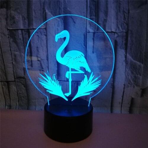 Illusion Led Night Light USB Flamingo Atmosphere Table Lamp for Children Baby Kids Gift Bedside Bedroom Touch 3d Lamp
