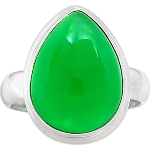 Lovegem Genuine Green Onyx Ring 925 Sterling Silver,Size:6.5, AR2284