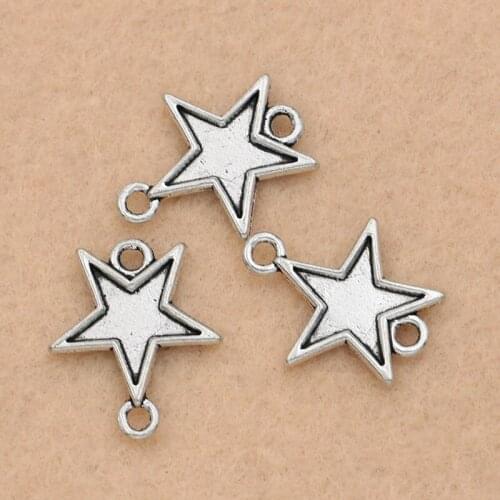 10pcs Antique Silver Plated Star Connector for Jewelry Making Bracelet Accessories Craft DIY Handmade Jewelry Findings 20x19mm