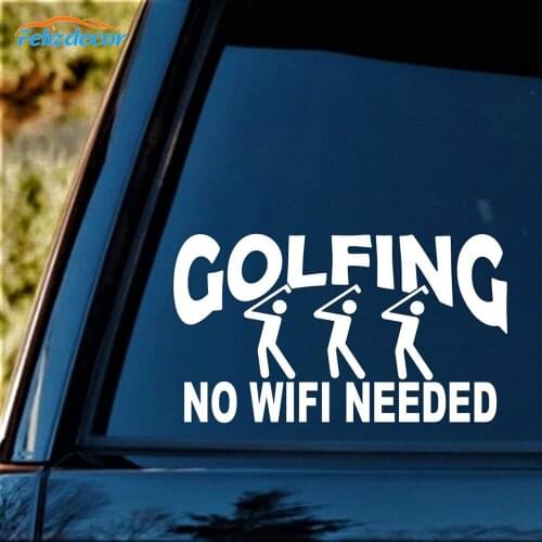 Cartoon Fun Golfing No Wifi Needed Vinyl Car Sticker Decoration Decals Car Rear Windshield Decal Car Decal Black/Silver C1072