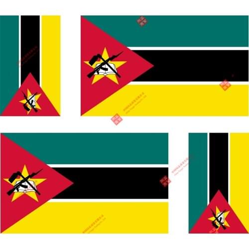 Set of 4x Sticker Vinyl Car Bumper Decal Outdoor Car Moto World Flag Mozambique Cartoon Anime Sticker