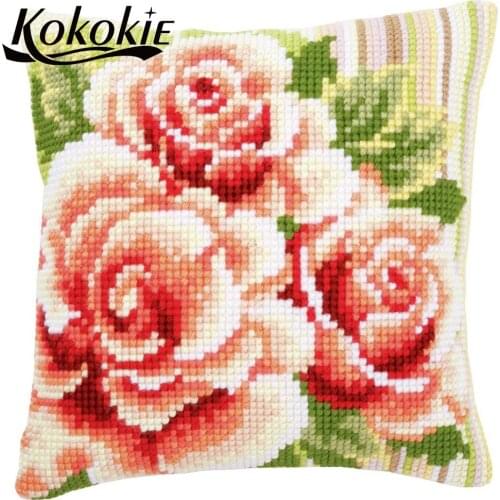 Handmade Needlework kits cross stitch sets For flower throw pillow fabric embroidery yarn cushion cover kits diy pillowcase