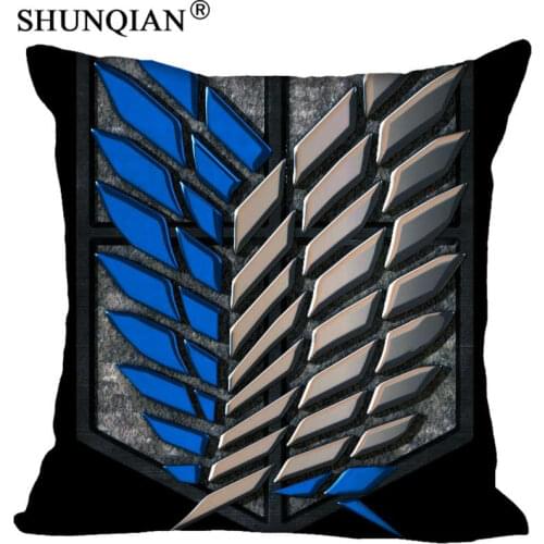 Shingeki No Kyojin Logo Pillowcase Square Zippered Home Decorative Pillow Cover Wedding Custom Gift For Two Sides Printed