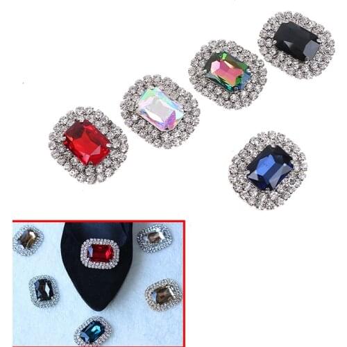 New Metal Rhinestone Shoes Buckle Clip Fashion Shining Shoe Clips Decoration High Quality 10 Colors Available