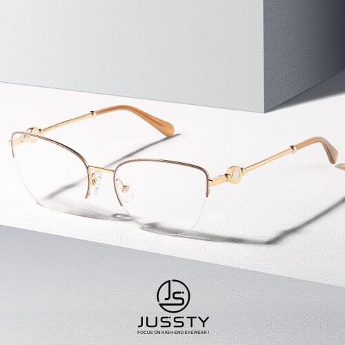 Semi Rimless Cat Eye Prescription Glasses Women Myopia Progressive Eyeglasses Female Optical Multifocal Bifocal Eyewear Luxury