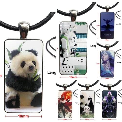 For Women Party Gift Panda Tp Io Cw Gs Doom Dota 2 Dota2 Glass Cabochon Pendant Necklace Rectangle Fashion Necklace