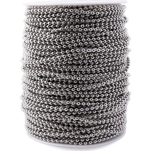 Pareto Wholesale 100 Meters 3.2mm Stainless Steel Bead Ball Chain Spool for Custom Necklace Tag DIY