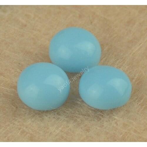 Sale 2~15mm Blue Turquoise Color Flat Bottom Cabochon Synthetic Glass Gems Round Shape Loose Glass Stone Cabochon Beads For DIY
