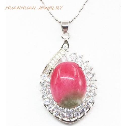 Drop Natural Pendant Crystal Stone Stainless Steel 29x46mm Natural Chalcedony Jades Necklaces & Pendants For Women Jewelry B3318