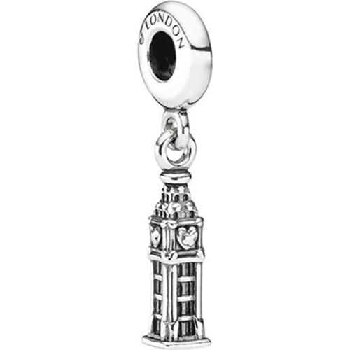 London Elizabeth Tower Pendant Fit Original Pandora Charms Bracelet The Big Ben Clock Tower Beads Bangles for Women Jewelry Gift
