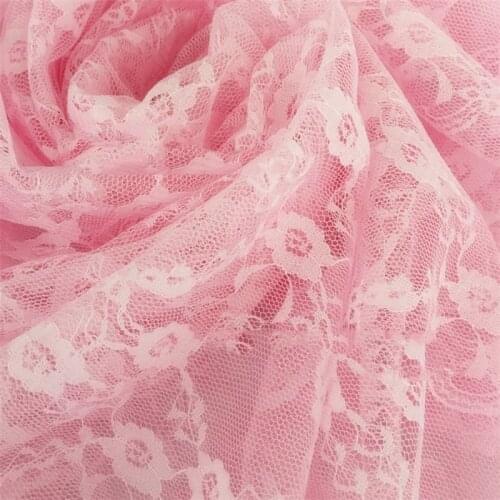 Pink Hollow Embossed Mesh Lace Fabric Soft DIY Lady Dress Tablecloth Sewing Cloth Decoration