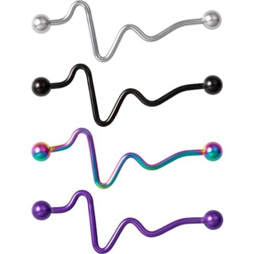 1-4pcs ECG Industrial Barbell Long Ear Stud Stainless Steel Cartilage Earrings Piercing Set Helix Tragus Ring Women Body Jewelry