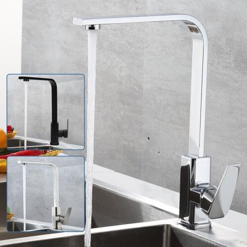 Kitchen Faucets Brushed Nickel Tap 360 Degree Swivel Deck Mounted Hot and Cold Mixer Spout Single Handle Brass Water Taps