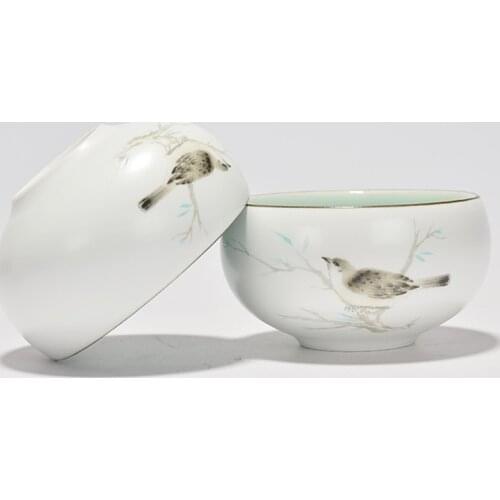 Vintage bird pattern painted master cup Porcelain tea cup ceramic kiln zen small water cup for home decor accessories