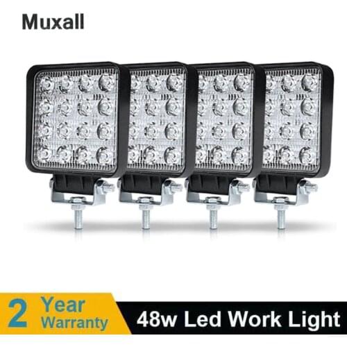 48W LED WORK LIGHT 12V 24V spot flood lights beam for Off Road auto motorcycle headlight 4x4 SUV UAZ ATV rampe car driving lamps