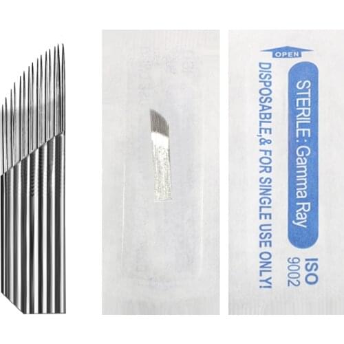 Tattoo supplies 50Pcs 15Pins 2 rows Permanent Makeup Eyebrow Tatoo Blade Microblading Needles For Manual tattoo Pen accessories