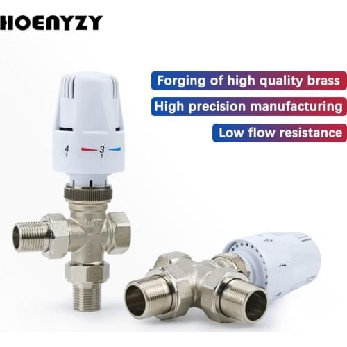 1/2" 3/4" 1" Brass three Way Thermostatic Radiator Valve DN15 DN20 DN25 Automatic Temperature Control Valve Underfloor Heating