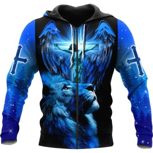 Lion God Jesus Cross 3D All Print Plus Hoodie 8 Man Women Harajuku Outwear Zipper Pullover Sweatshirt Casual Unisex Jacket