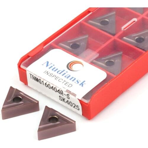 10pcs TNMG160404R-S SK3025 TNMG160408R-S SK4025 Triangular slotting rough machining blades Steel stainless steel special inserts