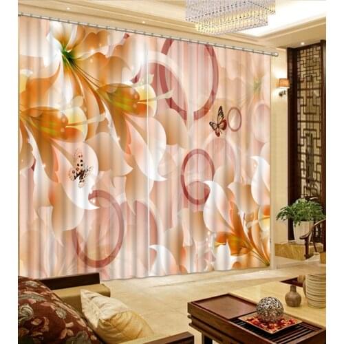 Yellow curtains 3D Curtain Luxury Blackout Window Curtain Living Room Decoration curtains