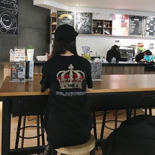 2020 new Hot drill t shirt Women tshirt Cotton Casual Diamond stone top quality Girl Top Tee Drop Ship