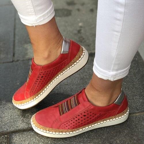 2021 Spring Slip On Sneakers Shallow Loafers Women Vulcanized Shoes Breathable Hollow Out Female Casual Flats Ladies Comfortable