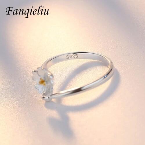 Fanqieliu Opening Flower Cuff Ring Girl Gift Retro Jewelry Wedding Real Sterling 925 Silver Rings For Women FQL20438
