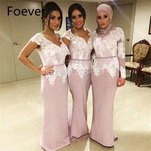 Generous 2019 Top Selling Mermaid V-Neck Cap Short Sleeve White Appliques Lace Evening dress for women